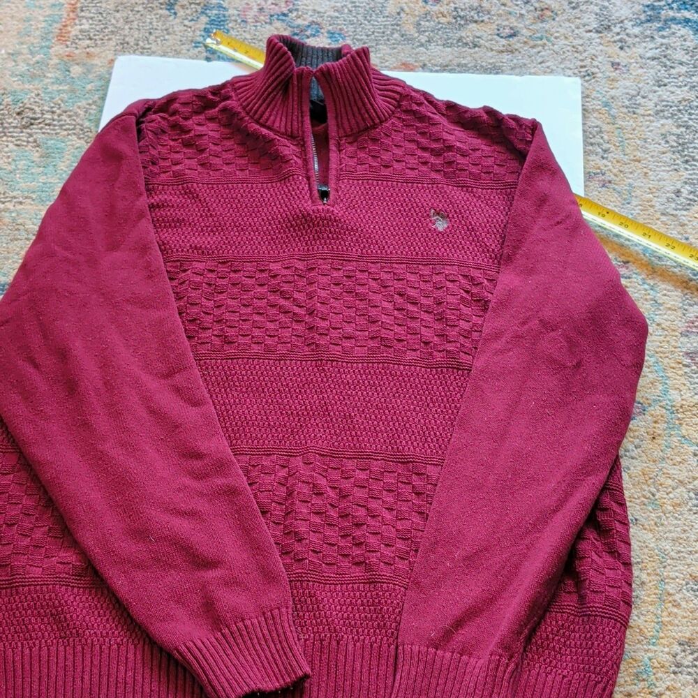 U.S. Polo Assn. Men’s XL Burgundy Textured Knit 1/4 Zip Mock Neck Sweater